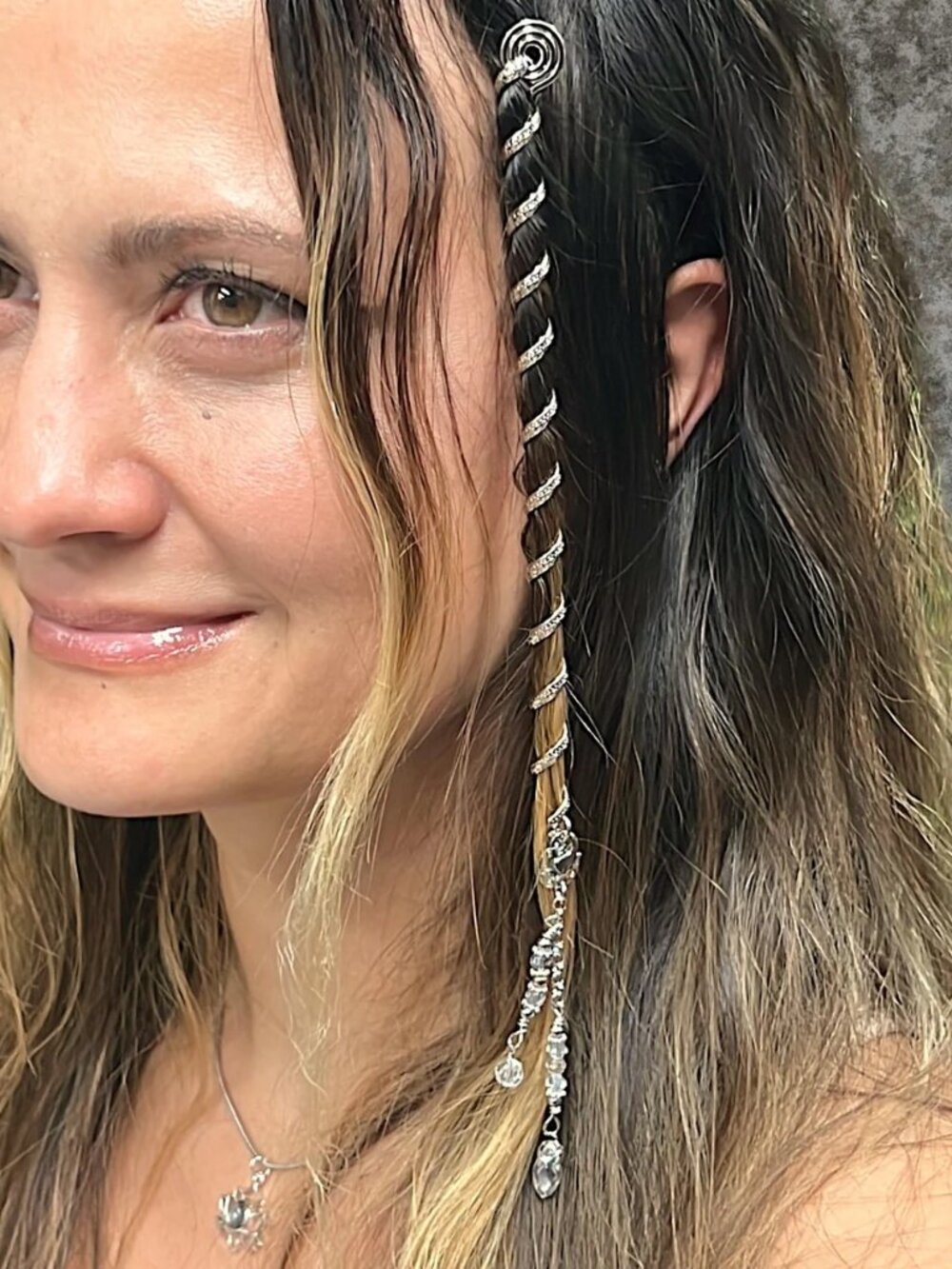 Mini Spiral Hair Wrap 6" Hair Twister Silver Ponytail & Braid Access Butterfly